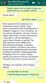отзыв из мессенджера на скриншоте